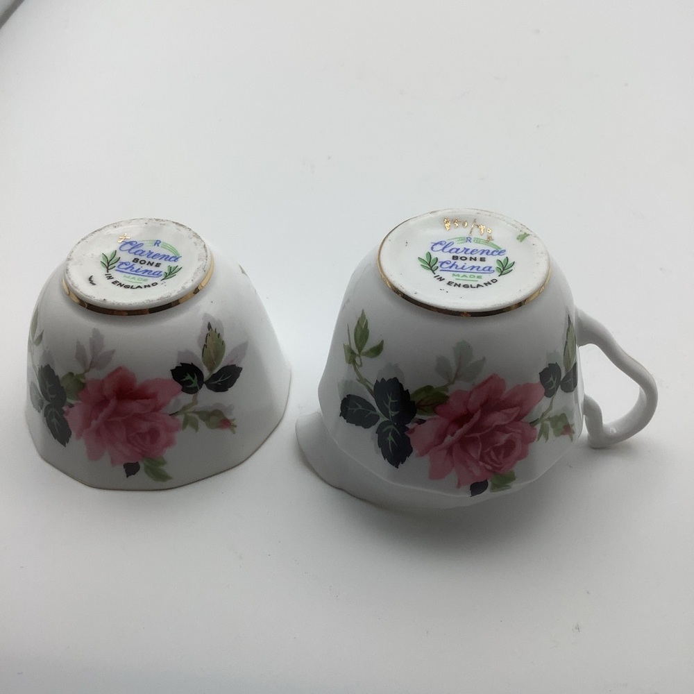 Vintage Clarence England Bone China Roses Creamer and Sugar - Picture 6 of 8